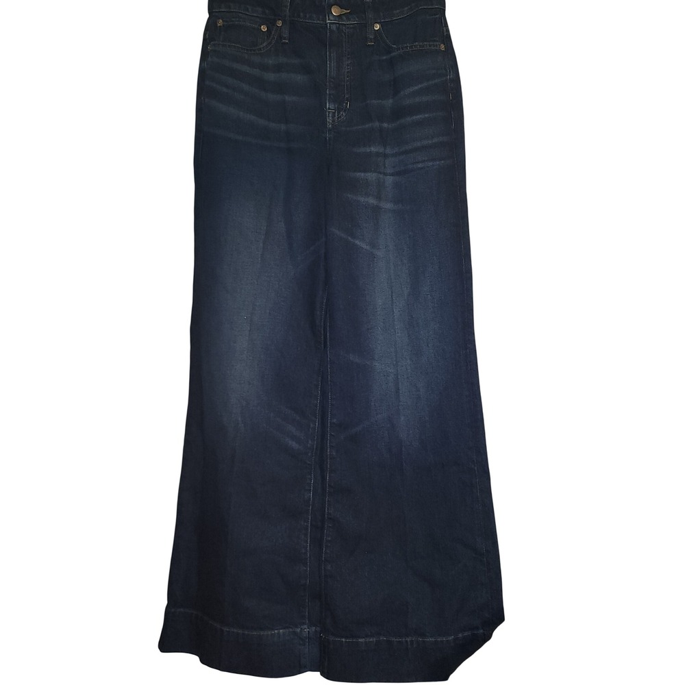 J. Crew 96 Curvy Denim Trouser Jeans Dark Wash Size 29 Wide Leg Barrel